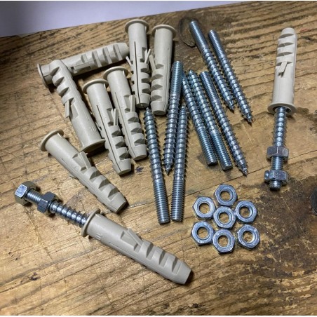 Lotto da 30 Pezzi Tasselli in Nylon Ø 10 mm con Barra Filettata M6 (6 cm) e Dadi Akifix - Cod. NF18001