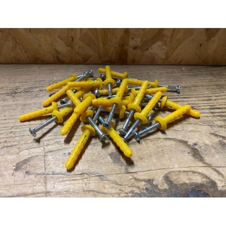 Lotto da 50 pezzi Tasselli a Percussione in Nylon Giallo con Vite Akifix 6x38 mm - Cod. NF10003