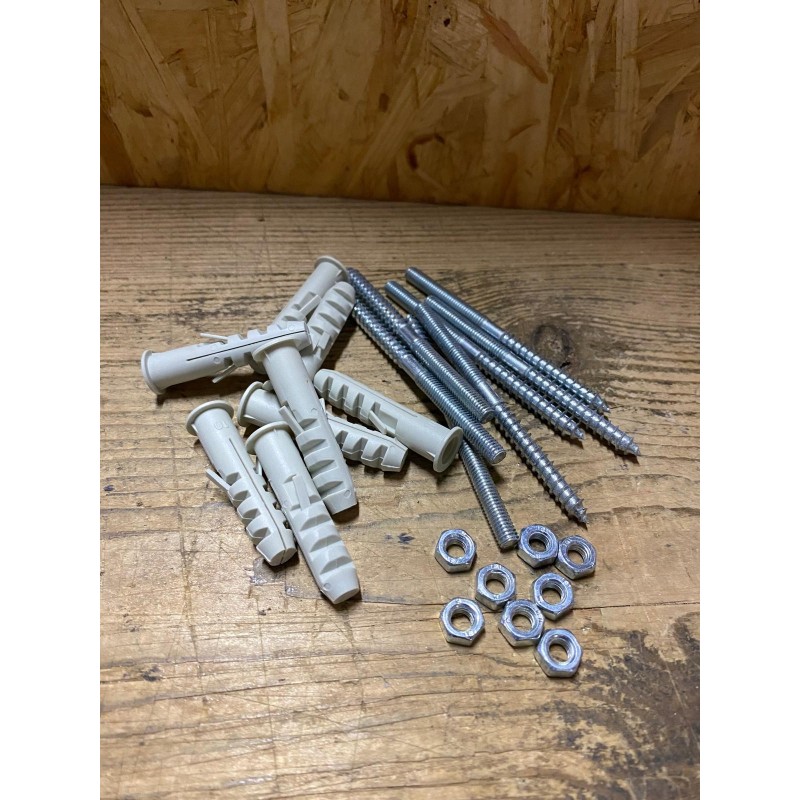 Lotto da 15 pezzi Tasselli in Nylon Ø 10 mm con Barra Filettata M6 (6 cm) e Dadi Akifix - Cod. NF18002