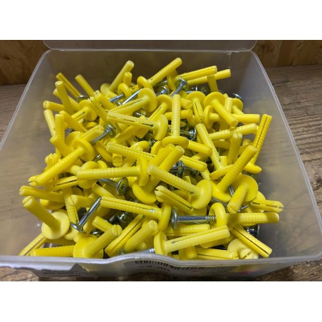 Tasselli a Percussione in Nylon Giallo Testa Bombata Extra Larga con Vite Akifix 6x40 mm - Cod. NF10003BH (Lotto da 50 pezzi)