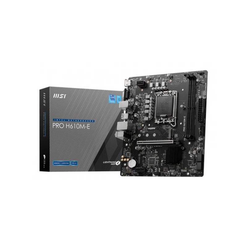 MB MSI PRO H610M-E DDR5 ST1700 MATX 2D5 1M.2 1HDMI 1D-SUB 1PCIE