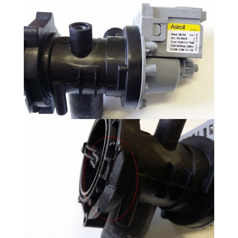 POMPA codice  16002577900 / MOD. M254  PER LAVATRICE  ARISTON AL 109 X  IT USATO