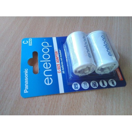 ADATTATORE BATTERIE DA FORMATO AA A FORMATO C PANASONIC ENELOOP BQ-BS2E/2E lrx