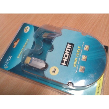 ASTER CAVO HDMI FULL HD 1080p VERSIONE 1.4 3D 4K 3 METRI  NUOVO lrx