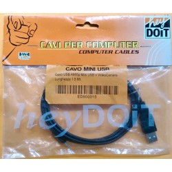 CAVO MINI USB AM/5P PER VIDEOCAMERA LUNGHEZZA 1.5 MT  NUOVO SIGILLATO lrx