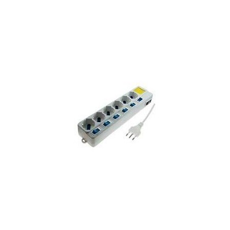 CIABATTA Multipresa STAR 10/16A SHUKO 6 prese 2500W Interruttori Luminosi  agx