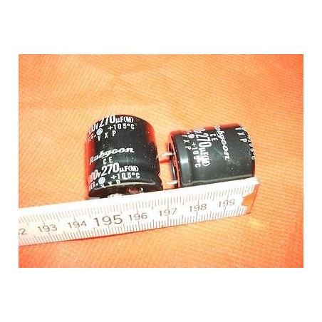 CONDENSATORE ELETTROLITICO RUBYCON 200V 270µF 105°C CONF. 5 PEZZI NUOVO lrx