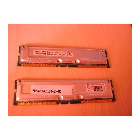 COPPIA MEMORY RDRAM SAMSUNG MR16R1624DF0/R64168Z8N2 CM8 800-40 128MB/4 USATO lrx