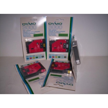 DYMO 3000 TAPE CASSETTE 12mm 30137 BLACK RED lrx