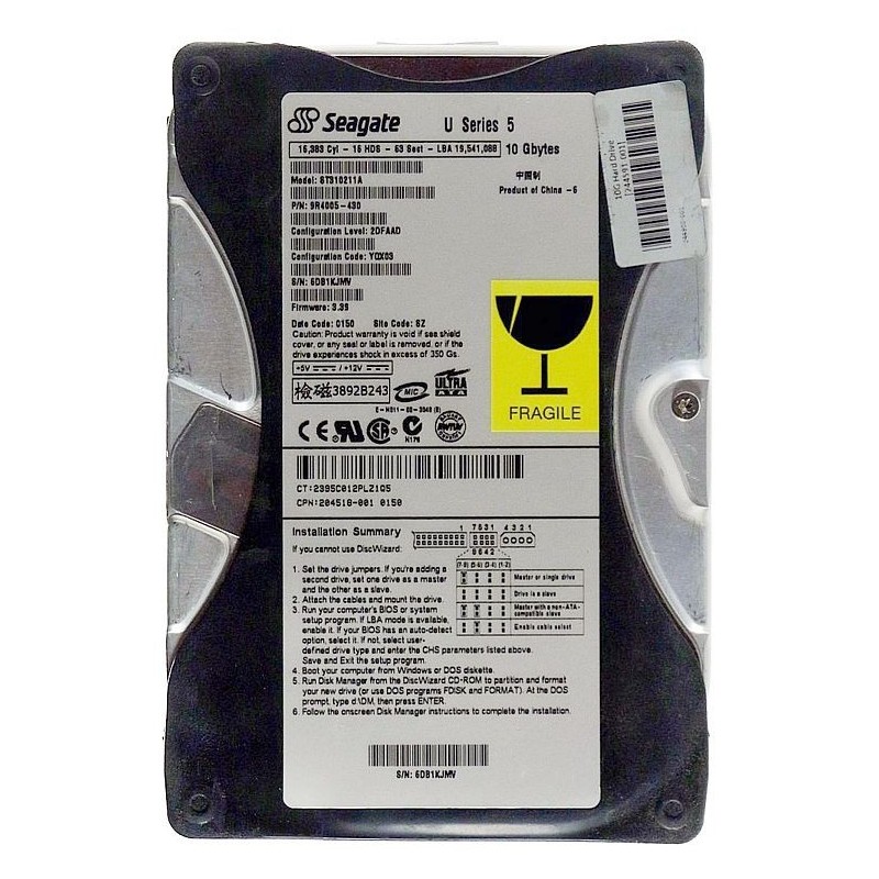 HARD DISK INTERNO SEAGATE  MODEL ST310211A 10GB  USATO
