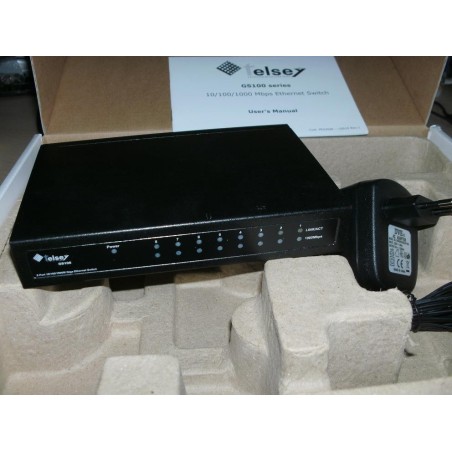 SWITCH ETHERNET 8 PORTe GIGA SWITCH TELSEY GU100800-00 GS108 NUOVO 10-100-1000