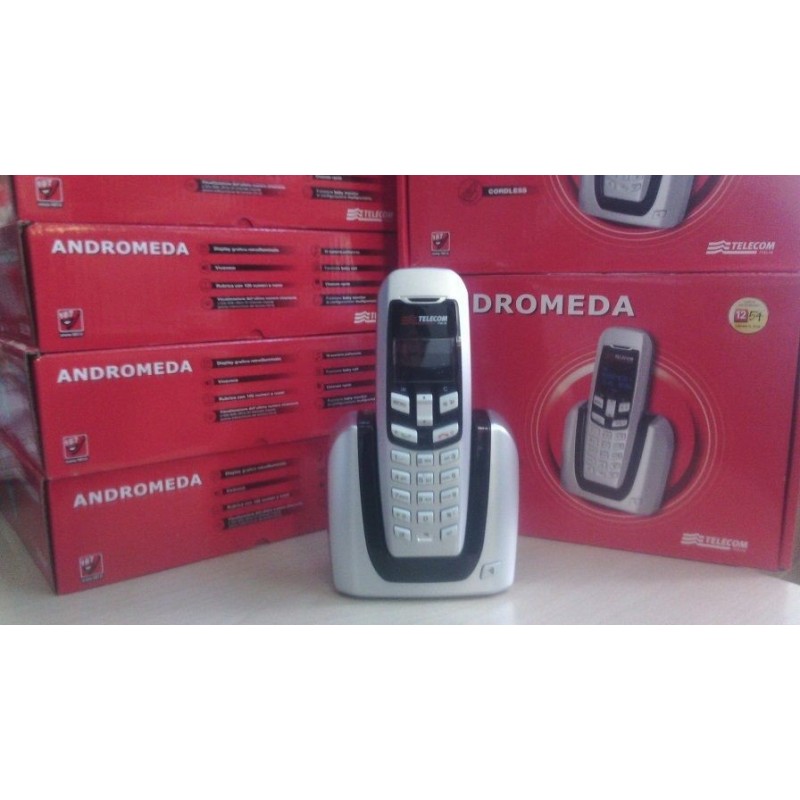 TELEFONO CORDLESS ANDROMEDA NERO-ARGENTO  CON VIVAVOCE  agx