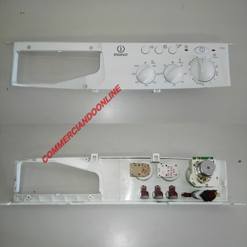 FRONTALE LAVATRICE INDESIT WI105 COMPLETO DI TIMER 16001763900 E SELETTORI agx