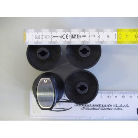 MANOPOLA FORNETTO/MICROONDE INNESTO 6MM TONDO 4PZ NERO FRONTALE SILVER NUOVO VLX