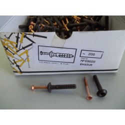 200pz Tassello a percussione in nylon 6x40 vite rame akifix NF09020 VLX
