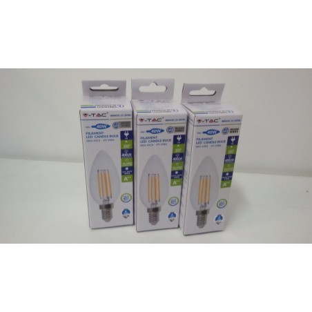 ILLUMINAZIONE FILAMENT LED CANDLE BULB 4W V-TAC VT-1986  nuovo sva