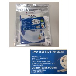 V-TAC SMD 3528 STRISCIA 120 LED 5MT 12V 4000K / 3000K / 64000K 600LM IP20  agx