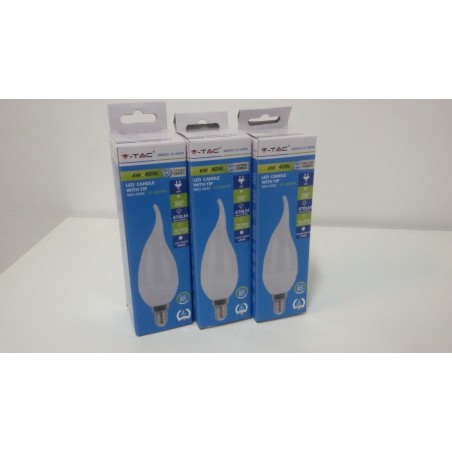 V-TAC VT-1855TP LAMPADINA LED E14 6W CANDELA FIAMMA nuovo agx