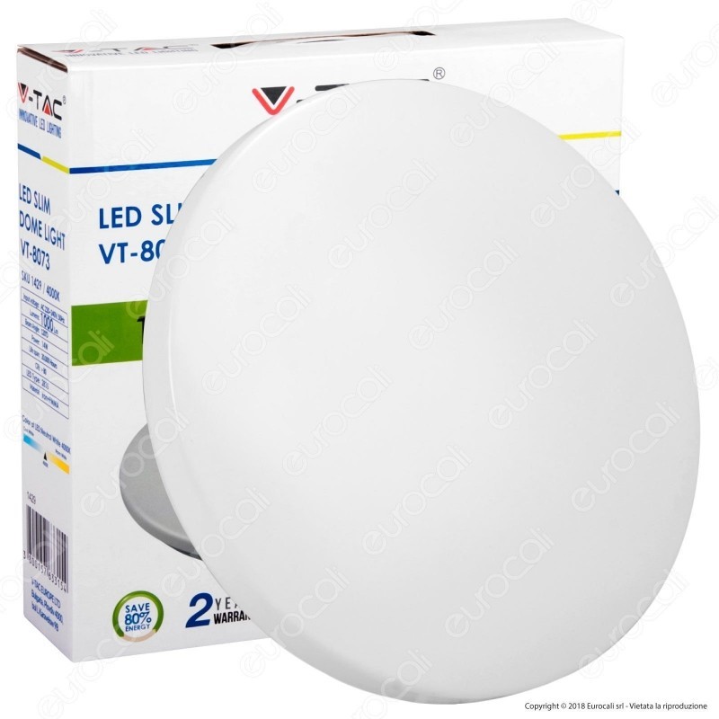 V-TAC VT-8073 PLAFONIERA LED 14W FORMA ROTONDA COLORE BIANCA CALDA 6500K - SKU 1430