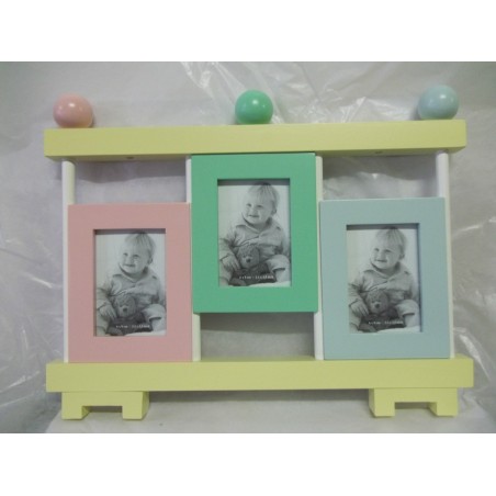 PORTAFOTO CON 3 CORNICI DA 6X9cm BIMBO\A PER IDEA REGALO E BOMBONIERA nuovo vlx