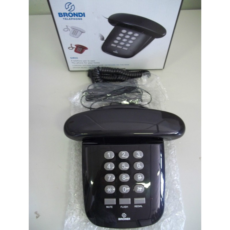 TELEFONO FISSO BRONDI SIRIO NERO STILE VINTAGE COMODA TASTIERA NUOVO  VLX