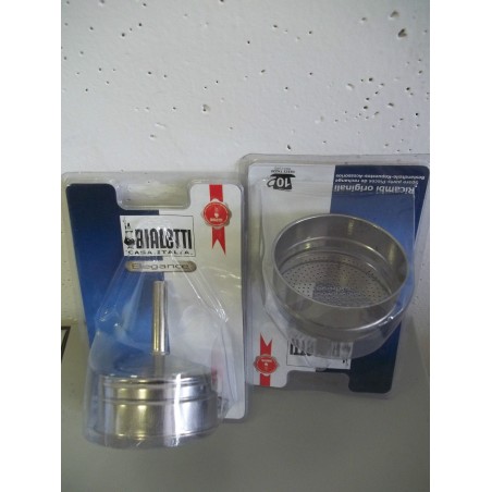2 PEZZI BIALETTI FILTRO AD IMBUTO ELEGANCE ACCIAIO 10 TAZZE NUOVO VLX