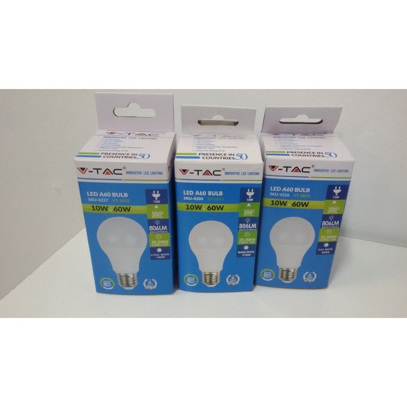 ILLUMINAZIONE LED A60 BULB 10W V-TAC VT-1853 SKU-4226   nuovo agx