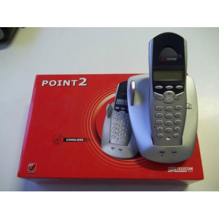 TELEFONO CORDLESS POINT 2 PER LINEA FISSA RUBRICA 50 NUMERI TELECOM nuovo agx