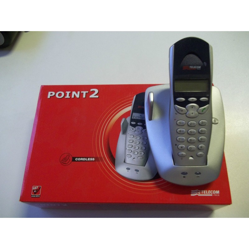 TELEFONO CORDLESS POINT 2 PER LINEA FISSA RUBRICA 50 NUMERI TELECOM nuovo agx