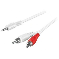 Cavo Aux Sdoppiatore RCA di 3mt Jack 3,5 Stereo a 2 spina RCA Bianco pin dorato