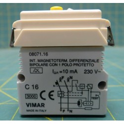 INTERRUTTORE AUTOMATICO MAGNETOTERMICO DIFFERENZIALE BIPOLARE COD. 08071.16