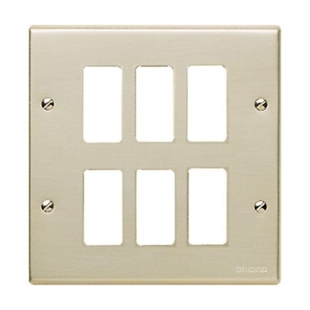 Bticino 506/6 - placca 6 posti (3+3) in alluminio anodizzato
