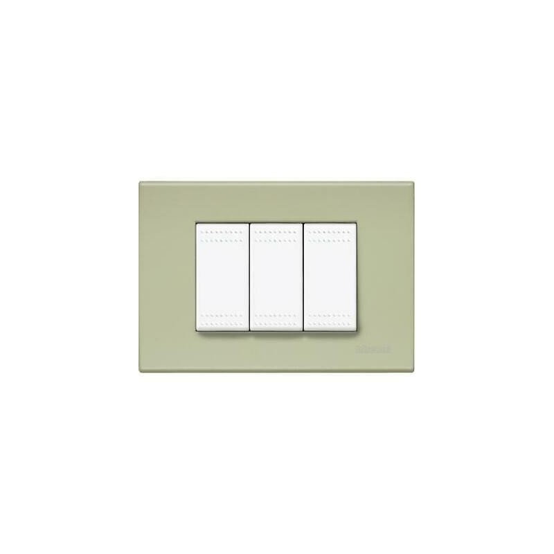 PLACCA 3 POSTI VERDE TE' SERIE LIGHT - BTICINO LEGRAND N4803VE  NUOVO