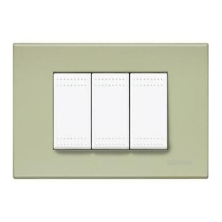 PLACCA 3 POSTI VERDE TE' SERIE LIGHT - BTICINO LEGRAND N4803VE  NUOVO