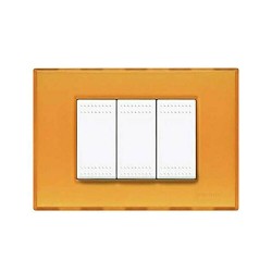 BTICINO LIGHT PLACCA 3 POSTI ARANCIO GEL N4803AJ LIVING LIGHT  NUOVO