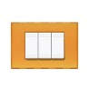 BTICINO LIGHT PLACCA 3 POSTI ARANCIO GEL N4803AJ LIVING LIGHT  NUOVO