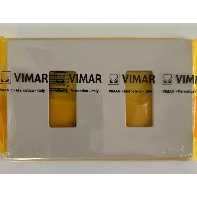 VIMAR 08636.A - PLACCA 2 POSTI RESINA AVORIO SERIE 8000    NUOVO