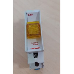 LAMPADA DI SEGNALAZIONE A SCARICA GIALLO 220V AC 1MODUL. DIN  E40V  NUOVO