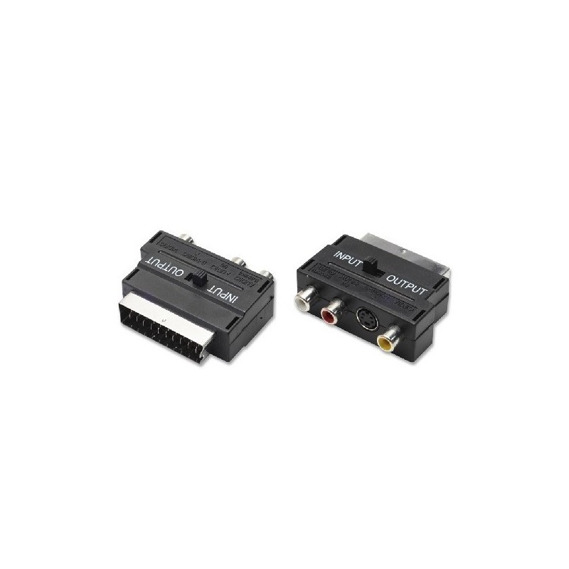 Adattatore scart s-vhs + rca con commutatore entrata uscita in out  COD 11/19  NUOVO