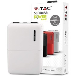 V-TAC Super Powerbank Portatile - 5000mAh Alta capacità di Alimentazione 5V/2A a Doppia Uscita con Tecnologia di Ricarica