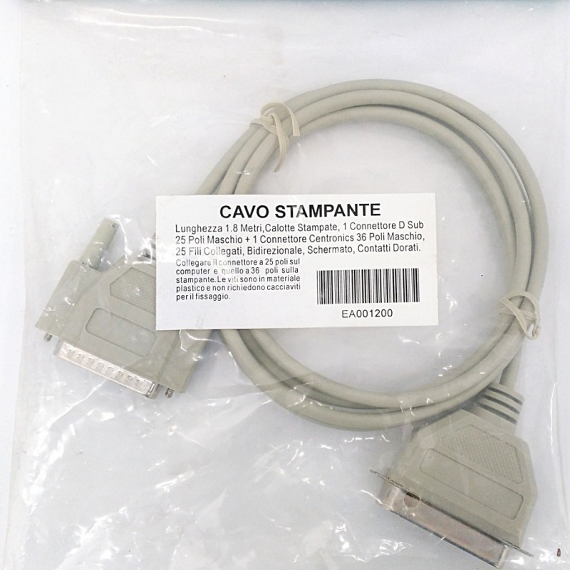 Cavo Stampante 1.8Mt - Grigio  EA001200 tipo Centronics - db25