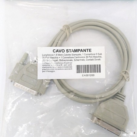 Cavo Stampante 1.8Mt - Grigio  EA001200 tipo Centronics - db25