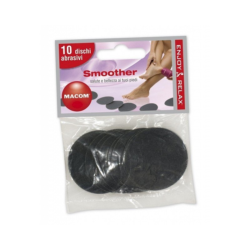 MACOM 904 Dischetti Ricambio per Smoother Sensation, Confezione 10 Dischetti Abrasivi, Neri