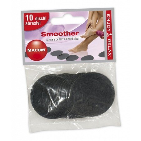MACOM 904 Dischetti Ricambio per Smoother Sensation, Confezione 10 Dischetti Abrasivi, Neri