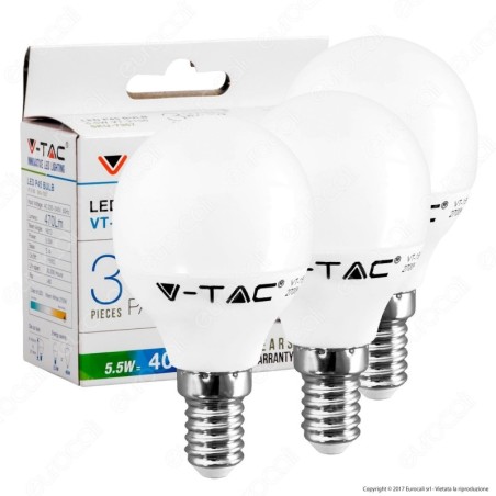 V-TAC VT-2156 SUPER SAVER PACK CONFEZIONE 3 LAMPADINE LED E14 5,5W MINIGLOBO