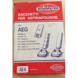 SACCHETTI ASPIRAPOLVERE INTERFILTER COMPATIBILI CON VARI MODELLI DI ASPIRAPOLVERE (COD AE-6) - 5 PEZZI  NUOVO