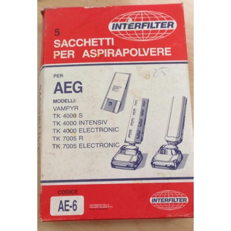 SACCHETTI ASPIRAPOLVERE INTERFILTER COMPATIBILI CON VARI MODELLI DI ASPIRAPOLVERE (COD AE-6) - 5 PEZZI  NUOVO