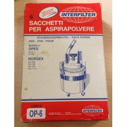 SACCHETTI ASPIRAPOLVERE INTERFILTER COMPATIBILI CON VARI MODELLI DI ASPIRAPOLVERE (COD OP-6) - 6 PEZZI  NUOVO