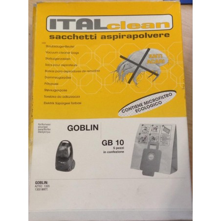 SACCHETTI ASPIRAPOLVERE ITALCLEAN GOBLIN (COD GB 10) - 5 PEZZI  NUOVO