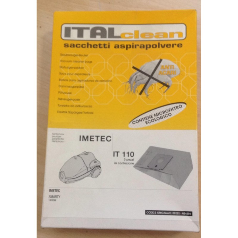 SACCHETTI ASPIRAPOLVERE ITALCLEAN IMETEC (COD IT 110) - 5 PEZZI  NUOVO